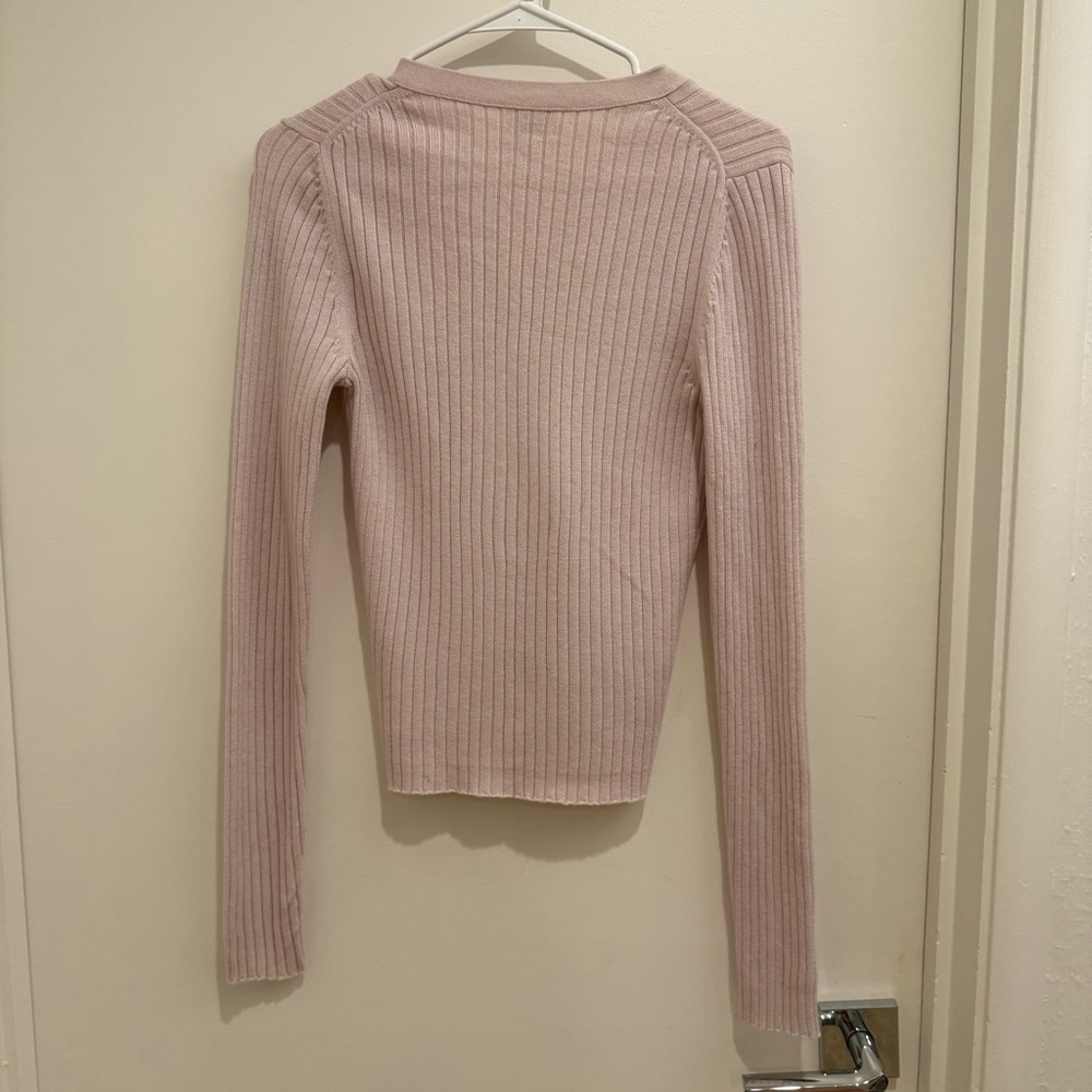 Aritzia Ribbed Pink Cardigan - Picture 3 of 4